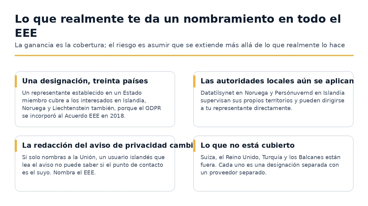 Lo que una designación del artículo 27 a nivel del EEE entrega y lo que no