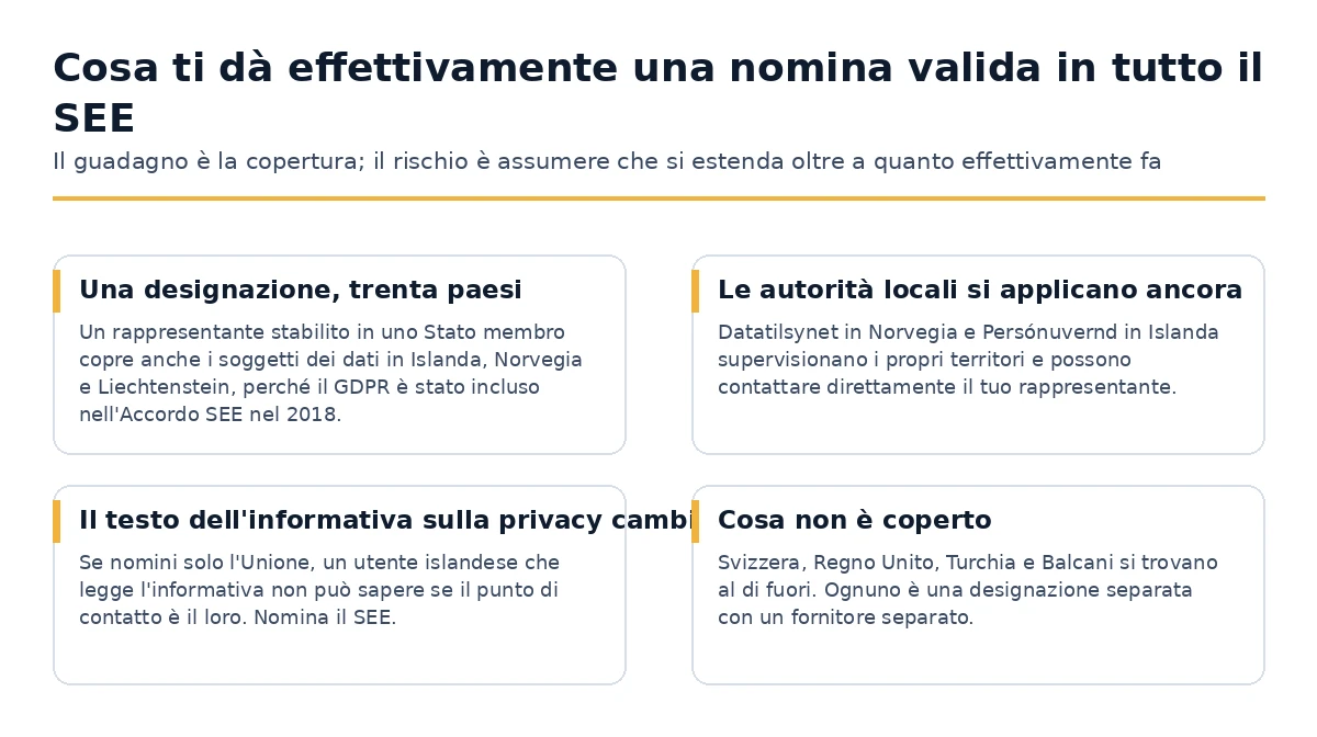 Cosa offre una nomina ai sensi dell'articolo 27 valida in tutta l'EEA e cosa non offre
