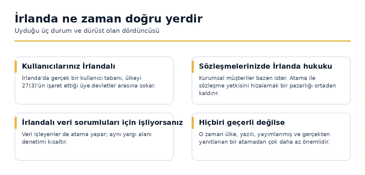 İrlanda'da bir AB temsilcisi atamanın doğru seçim olduğu üç durum
