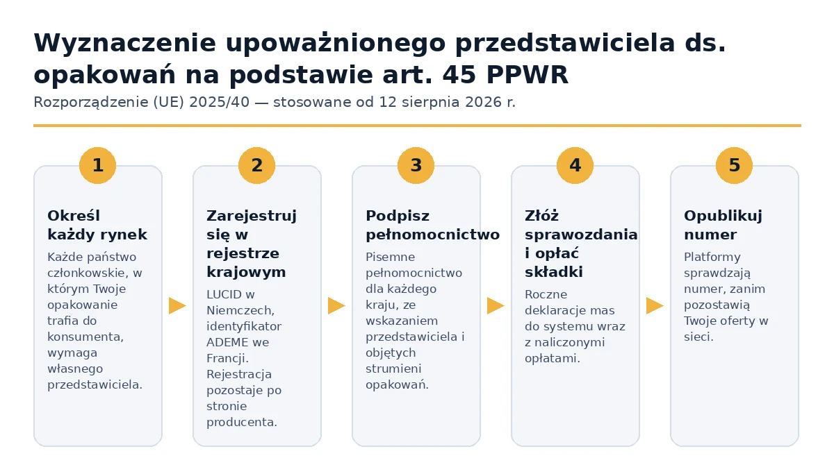 Pięć kroków do powołania upoważnionego przedstawiciela ds. opakowań na podstawie artykułu 45 PPWR
