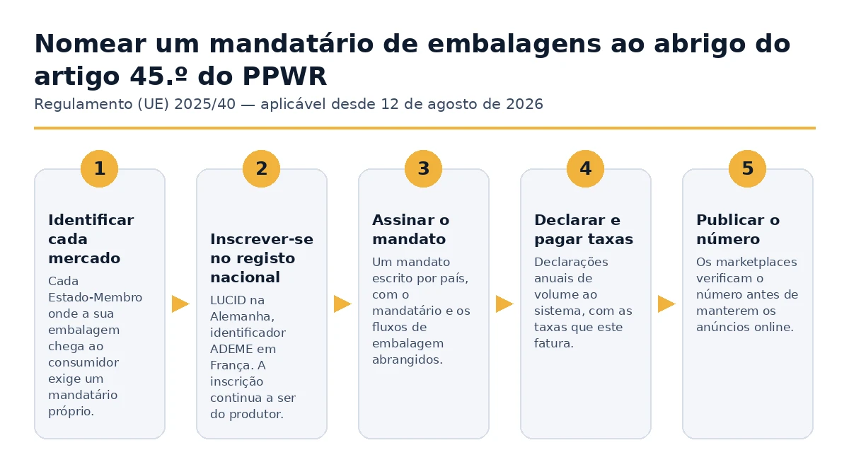 Os cinco passos para nomear um representante autorizado de embalagem sob o Artigo 45 do PPWR