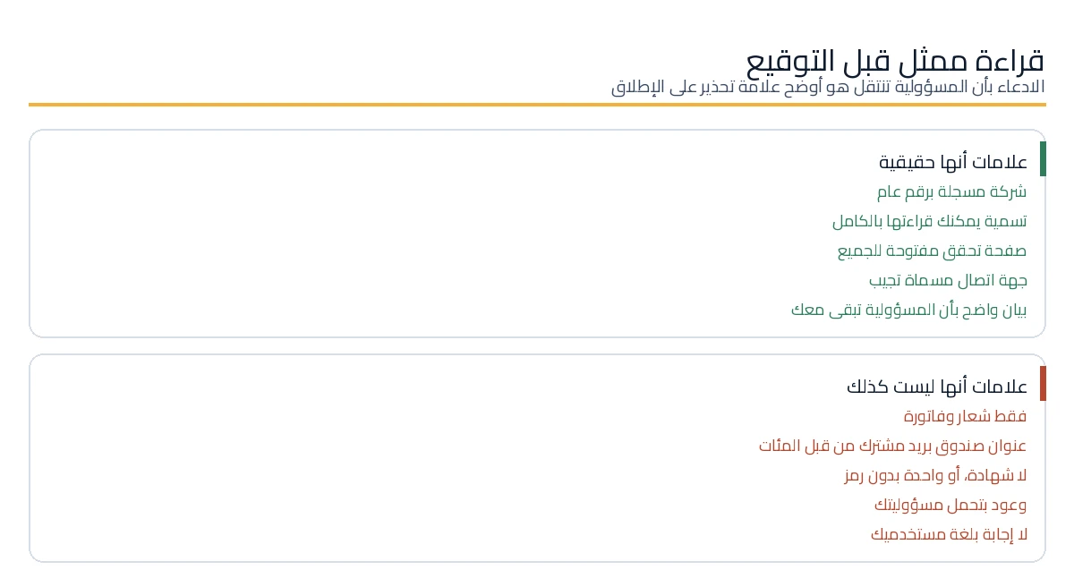 علامات تشير إلى أن عرض الممثل الأوروبي حقيقي وعلامات تشير إلى أنه ليس كذلك